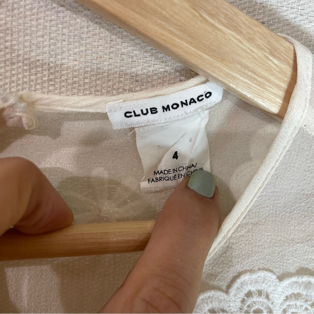 Club Monaco Cream Floral silk cutout Mini Dress - Picture 2 of 7